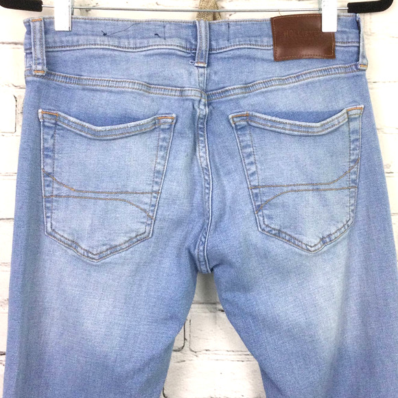 Hollister Men's Light Wash Distressed Stacked Skinny Advanced Stretch Blue 31 - Picture 4 of 16